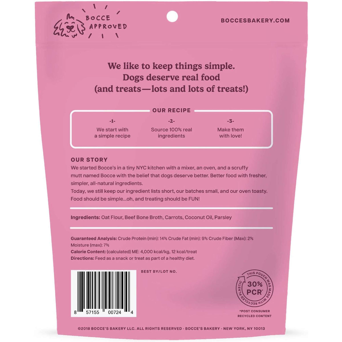 Bocce&#39;s Bakery Bone Broth with Carrots and Parsley Crunchy Biscuits Dog Treats