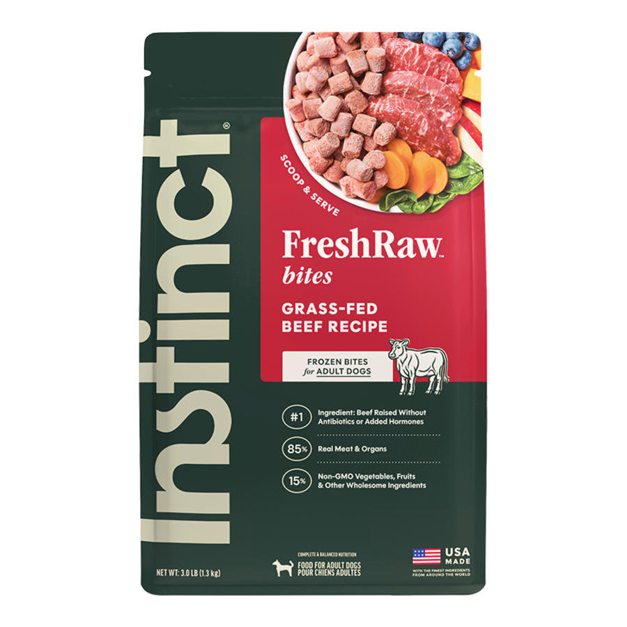 Instinct Frozen Raw Bites Grain-Free Real Beef Recipe Dog Food