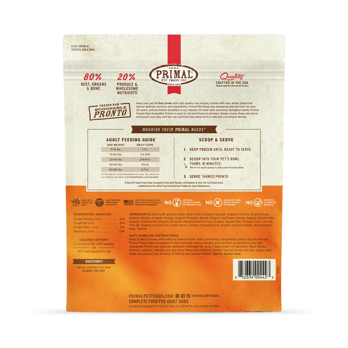 Primal Frozen Pronto Beef Raw Dog Food
