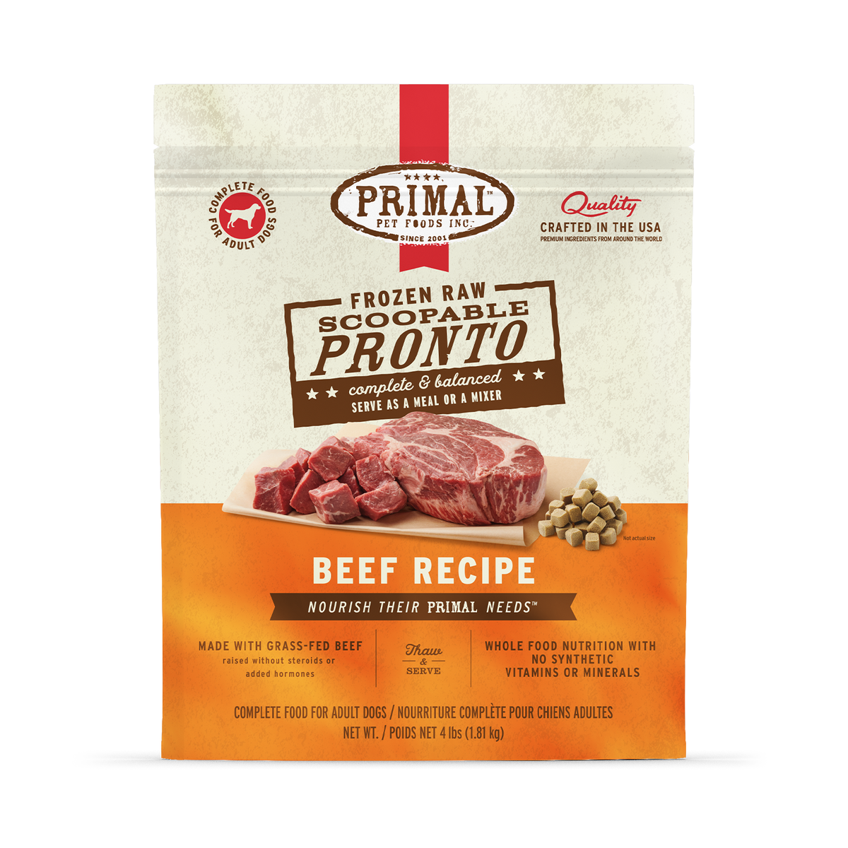 Primal Frozen Pronto Beef Raw Dog Food