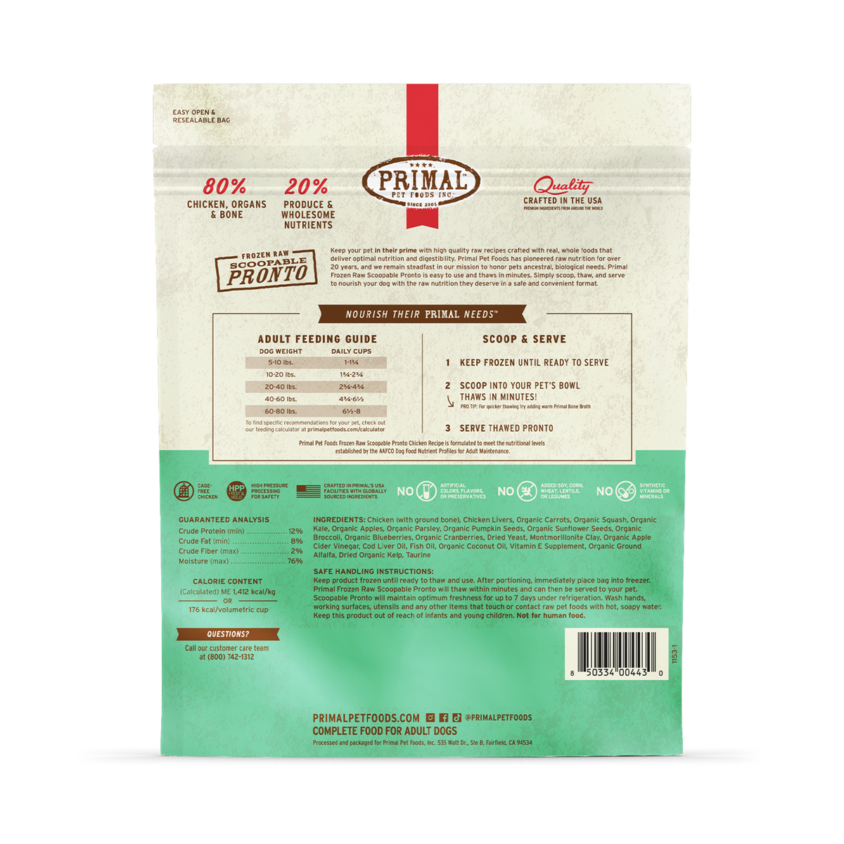Primal Frozen Pronto Chicken Raw Dog Food