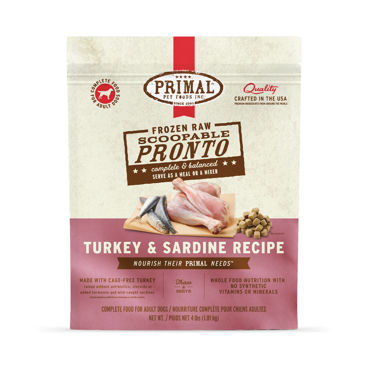 Primal Frozen Pronto Turkey &amp; Sardine Raw Dog Food