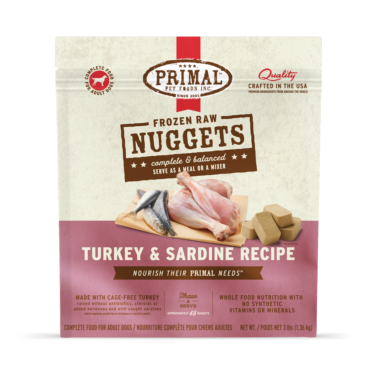 Primal Frozen Nuggets Turkey &amp; Sardine Raw Dog Food