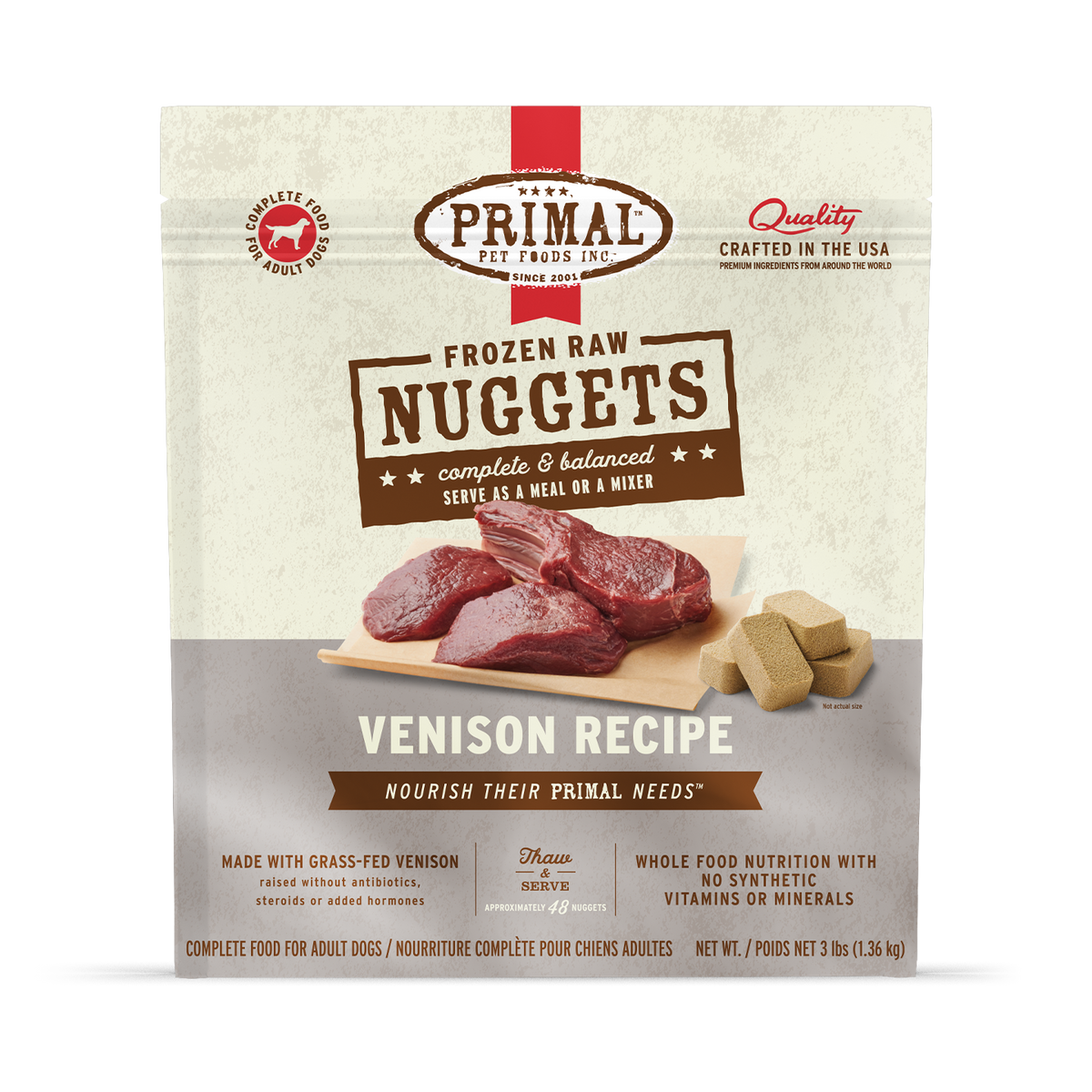 Primal Frozen Nuggets Venison Raw Dog Food