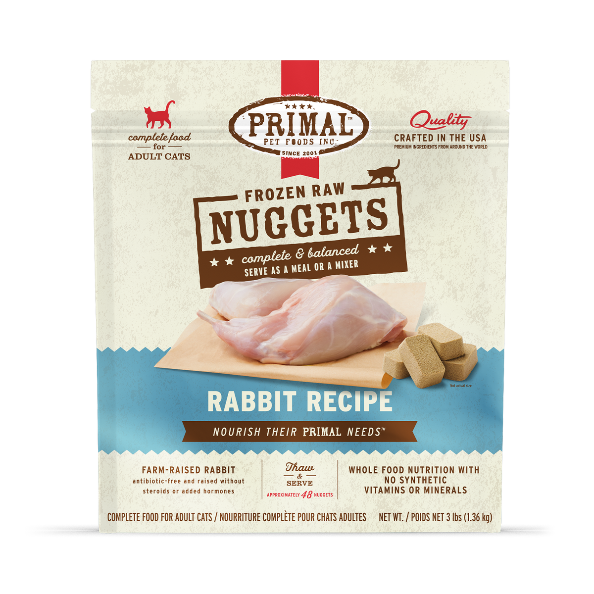 Primal Frozen Nuggets Rabbit Raw Cat Food