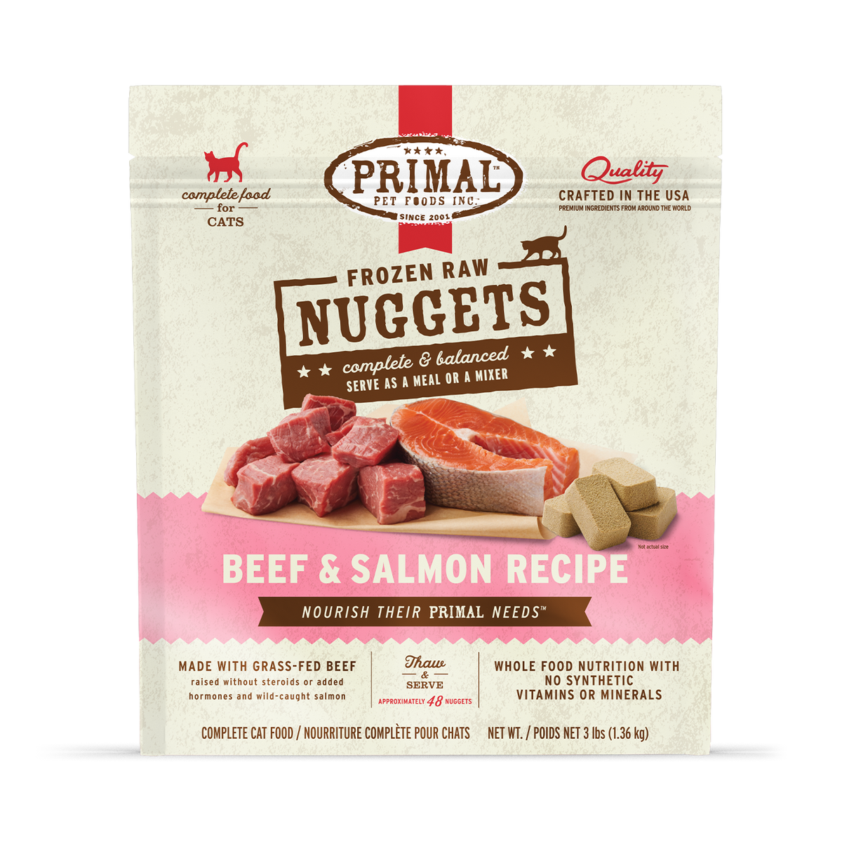 Primal Frozen Nuggets Beef &amp; Salmon Raw Cat Food