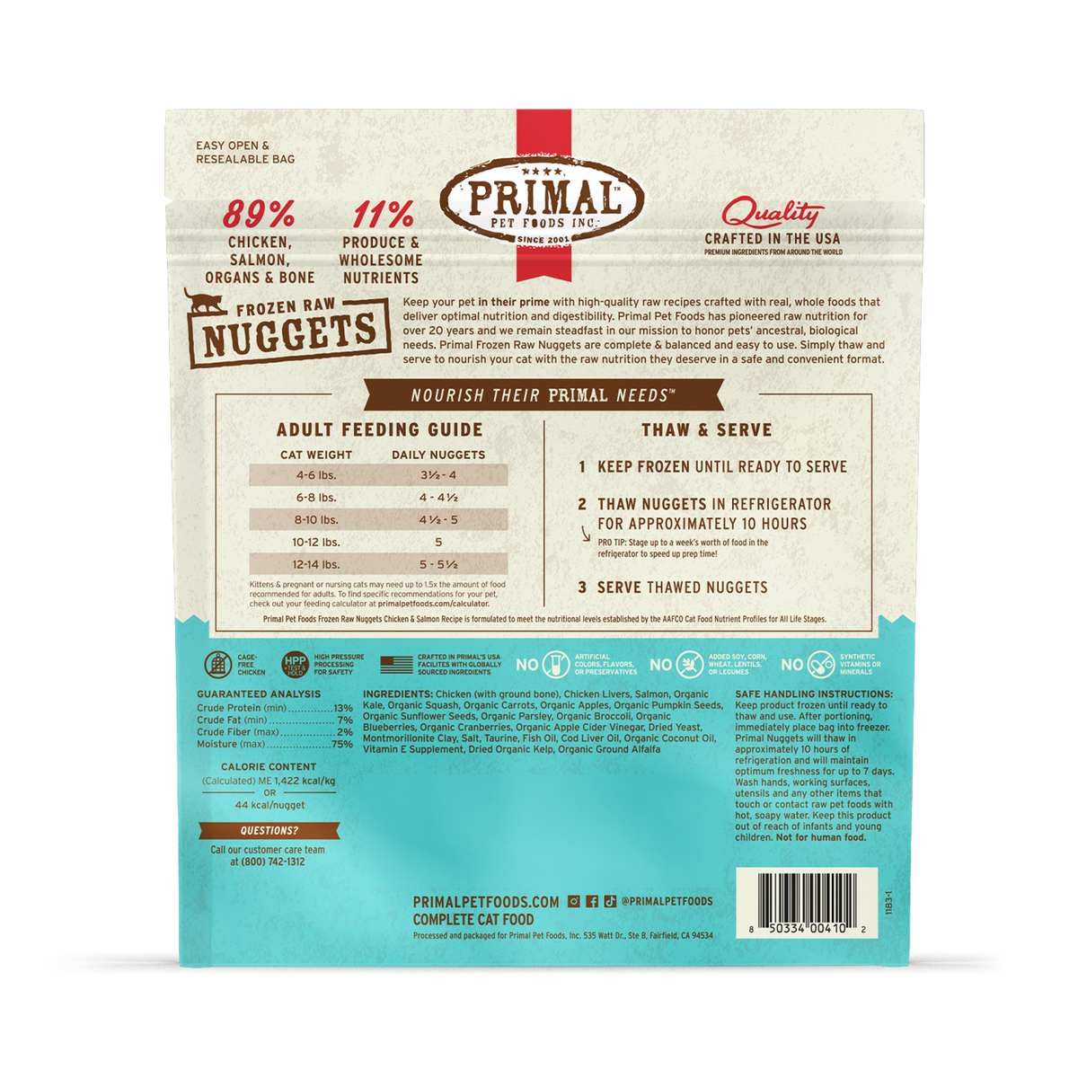 Primal Frozen Nuggets Chicken &amp; Salmon Raw Cat Food