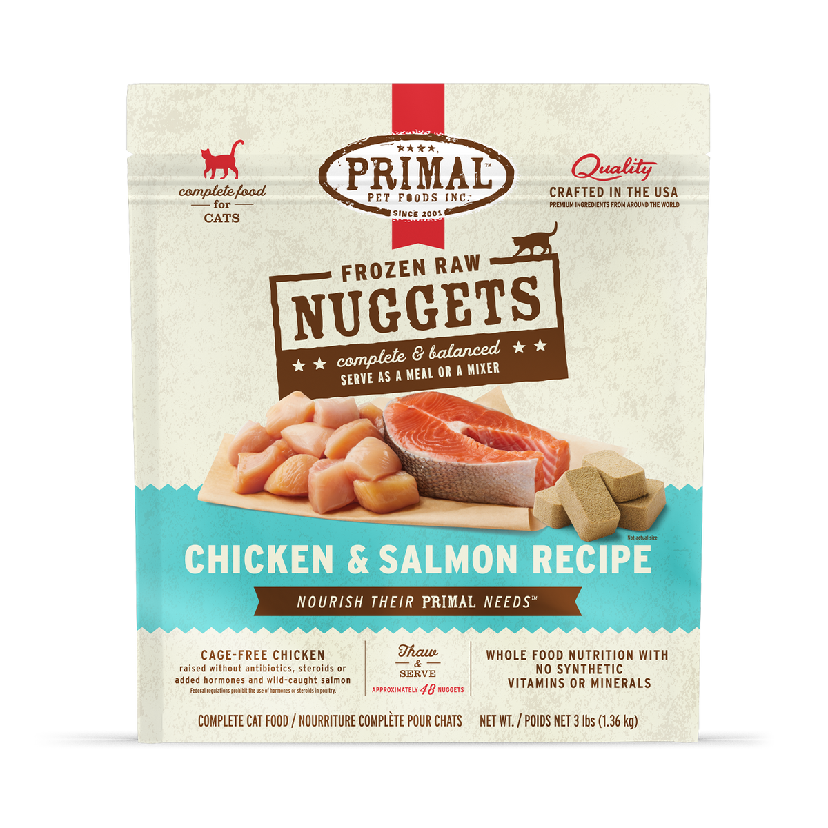Primal Frozen Nuggets Chicken &amp; Salmon Raw Cat Food
