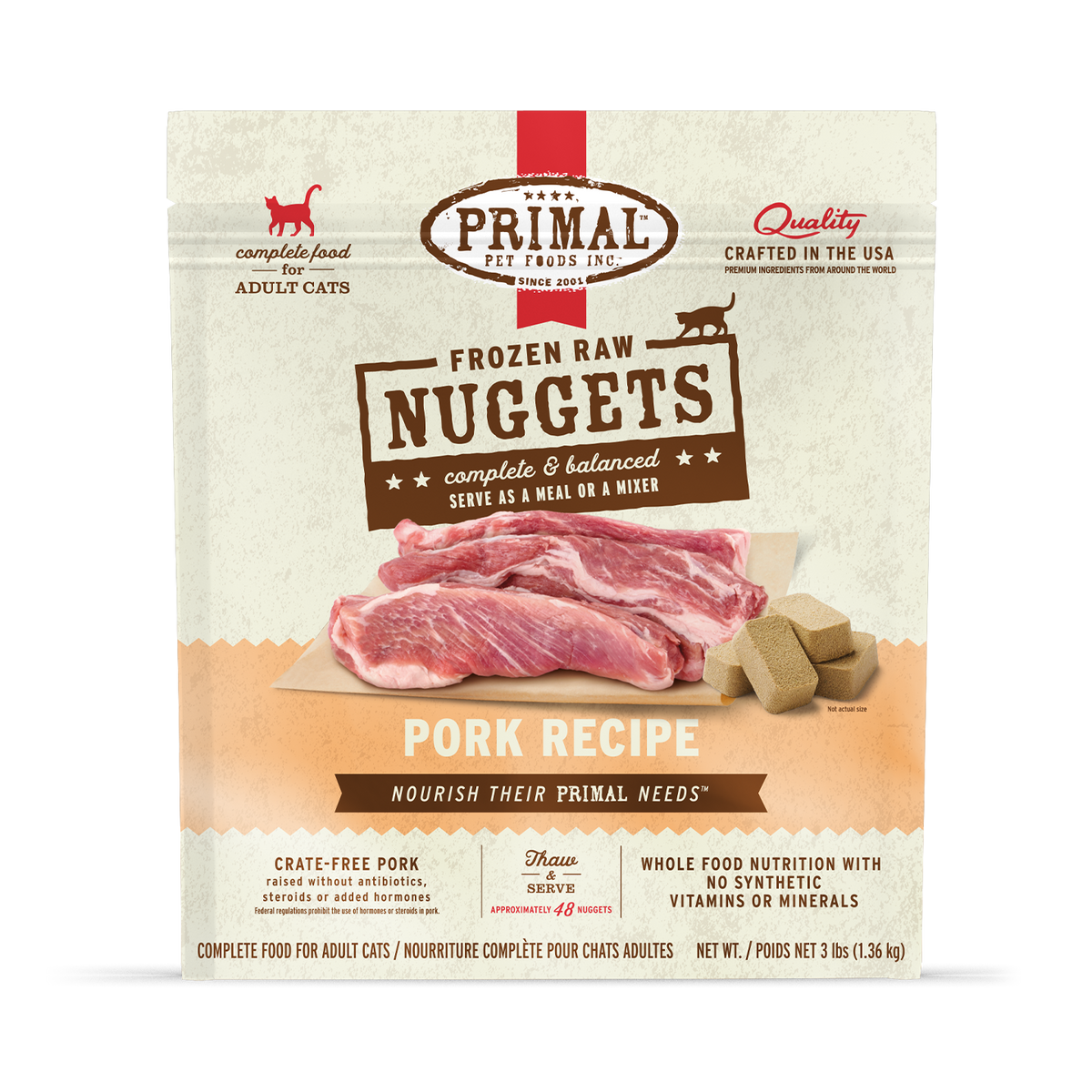 Primal Frozen Nuggets Pork Raw Cat Food
