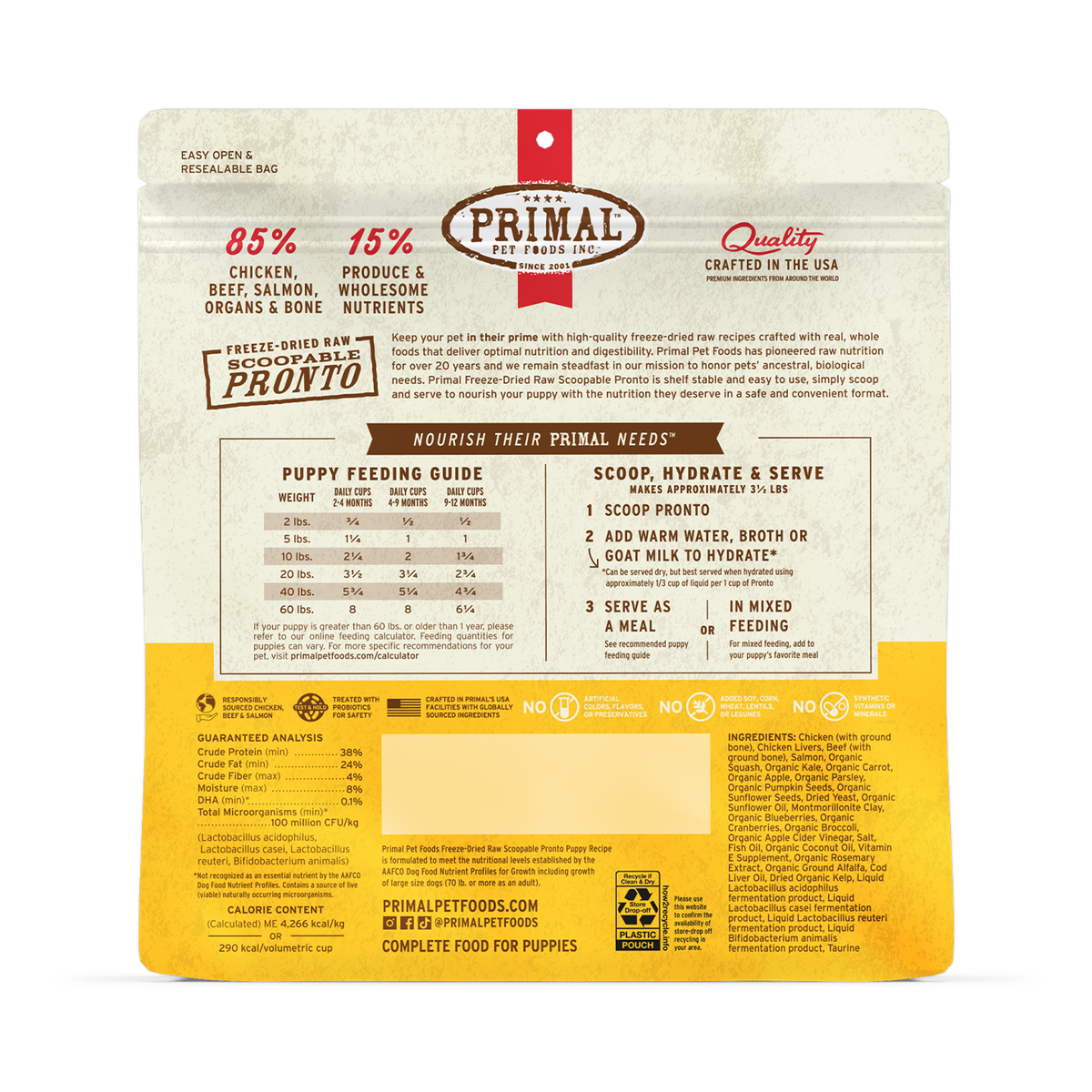 Primal Freeze-Dried Raw Pronto Puppy Dog Food