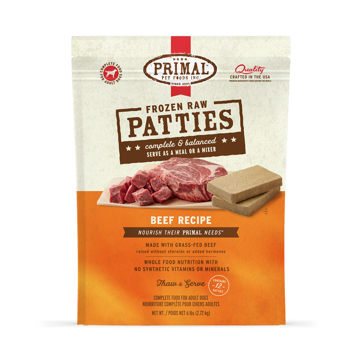 Primal Frozen Patties Beef Raw Dog Food