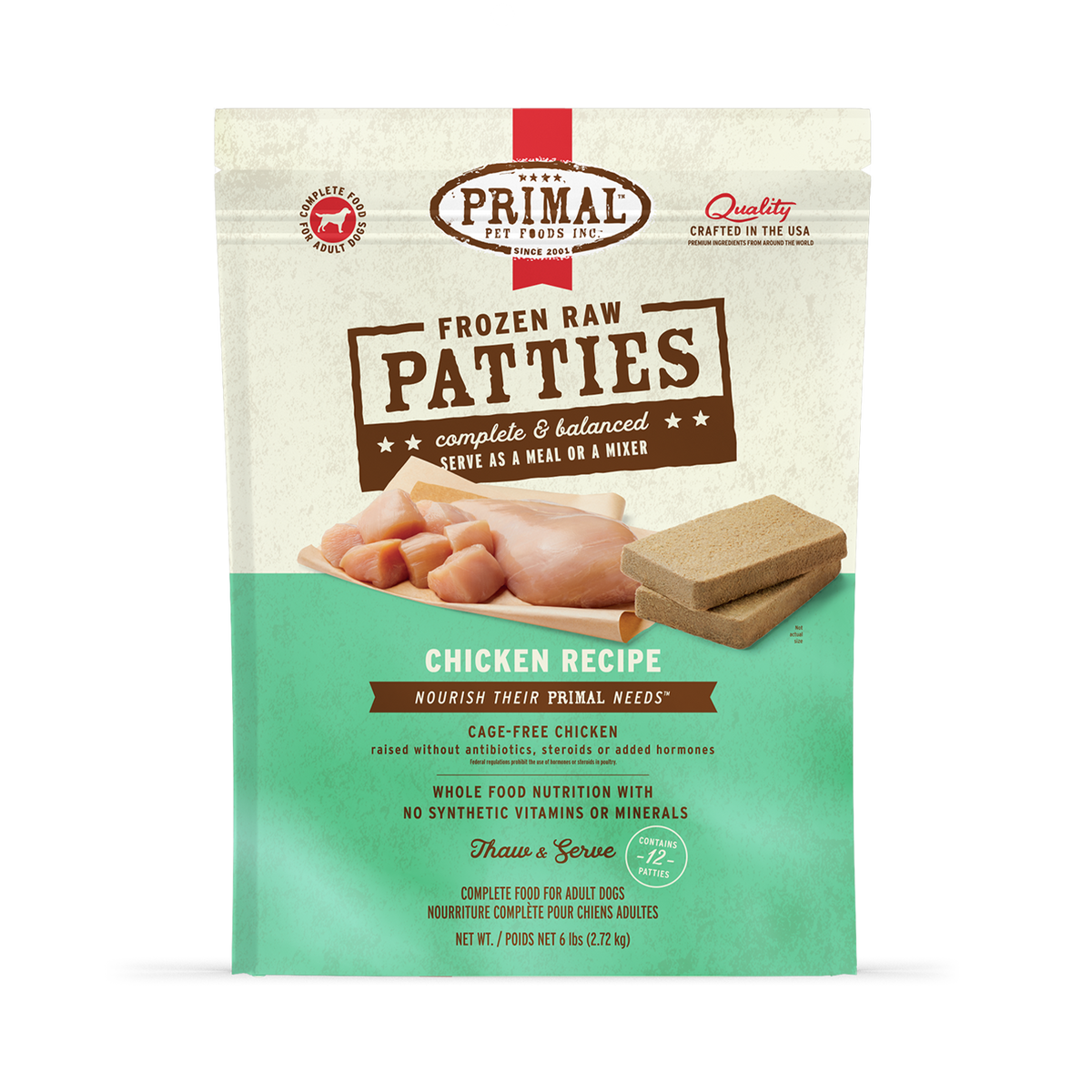 Primal Frozen Patties Chicken Raw Dog Food