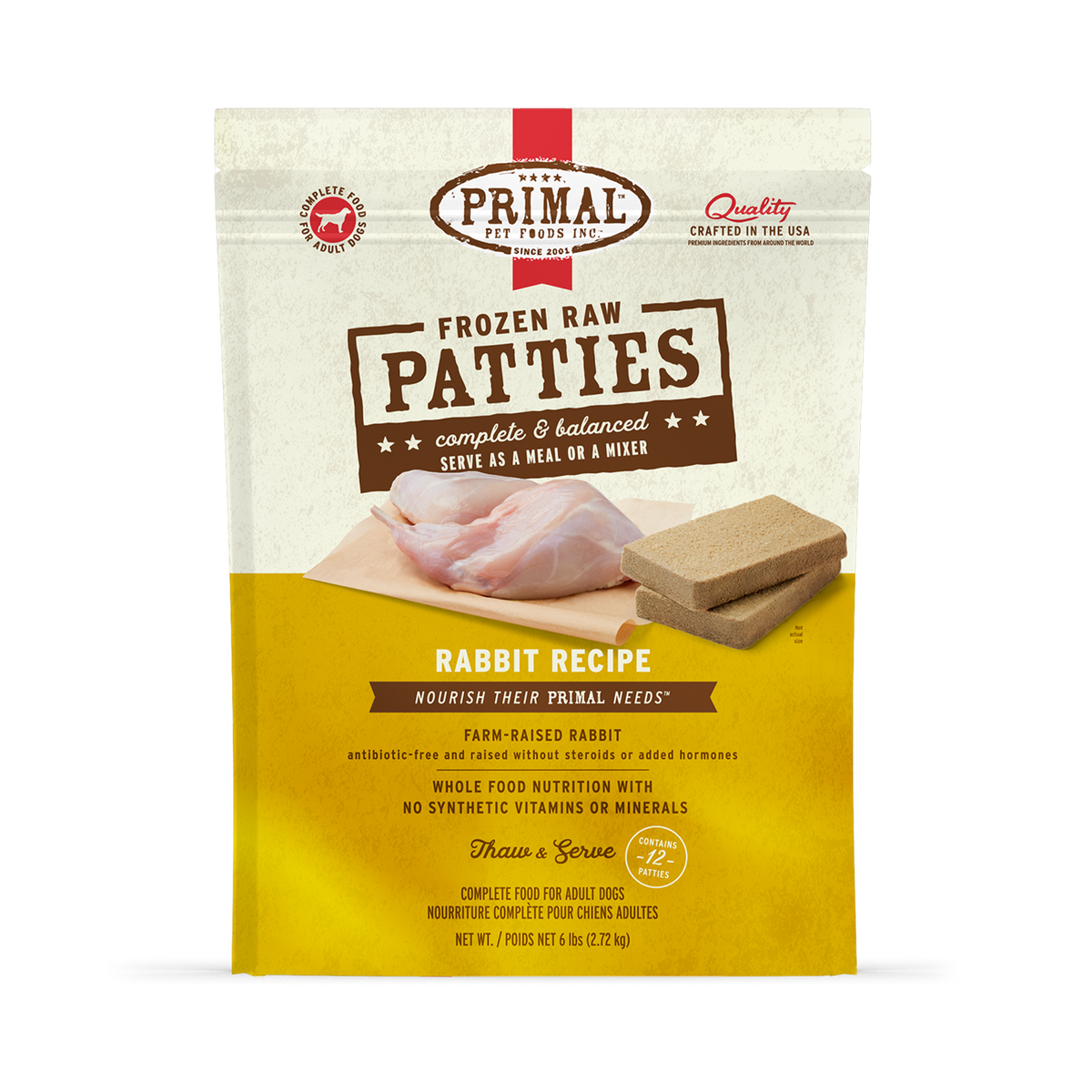 Primal Frozen Patties Rabbit Raw Dog Food