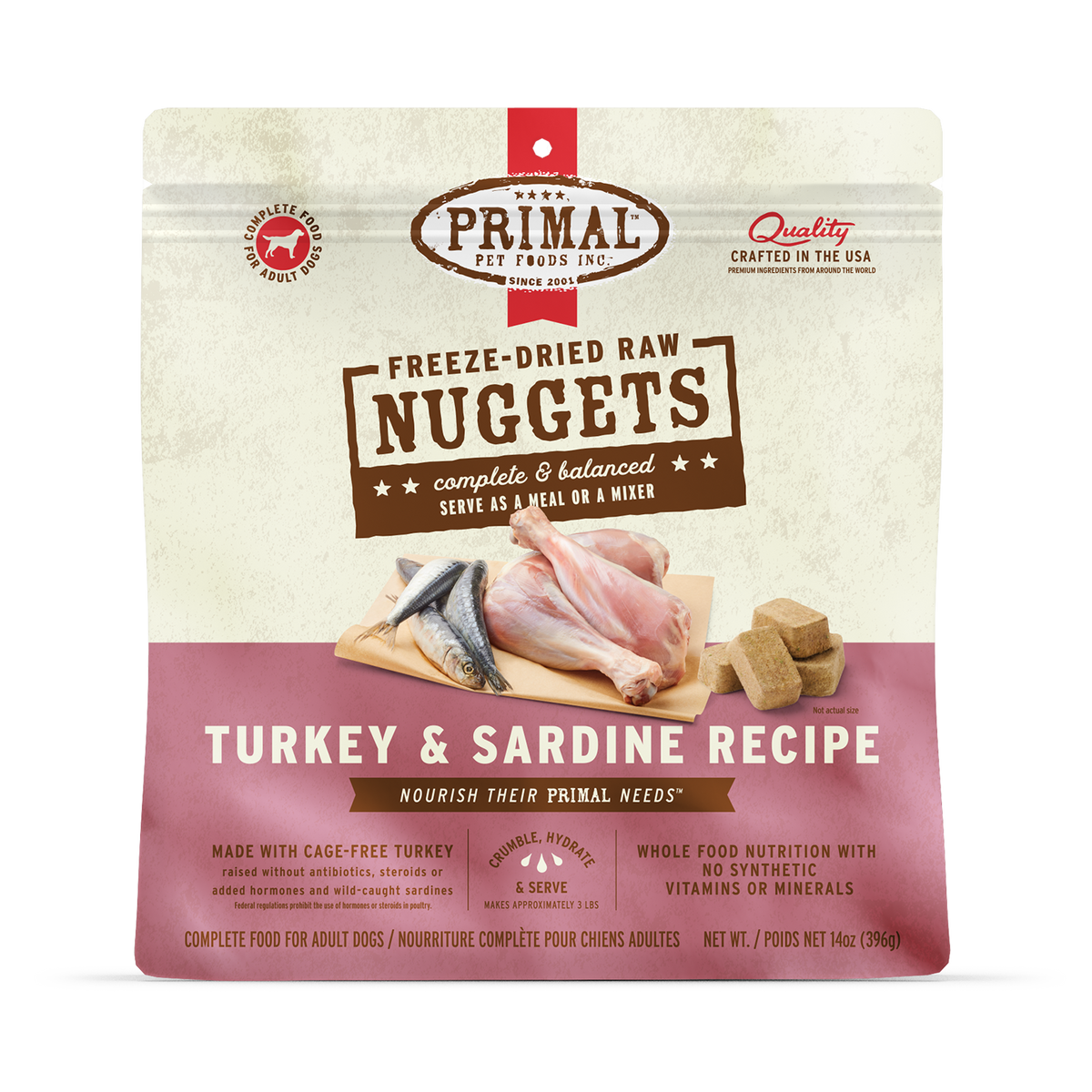 Primal Freeze-Dried Raw Nuggets Turkey &amp; Sardine Dog Food