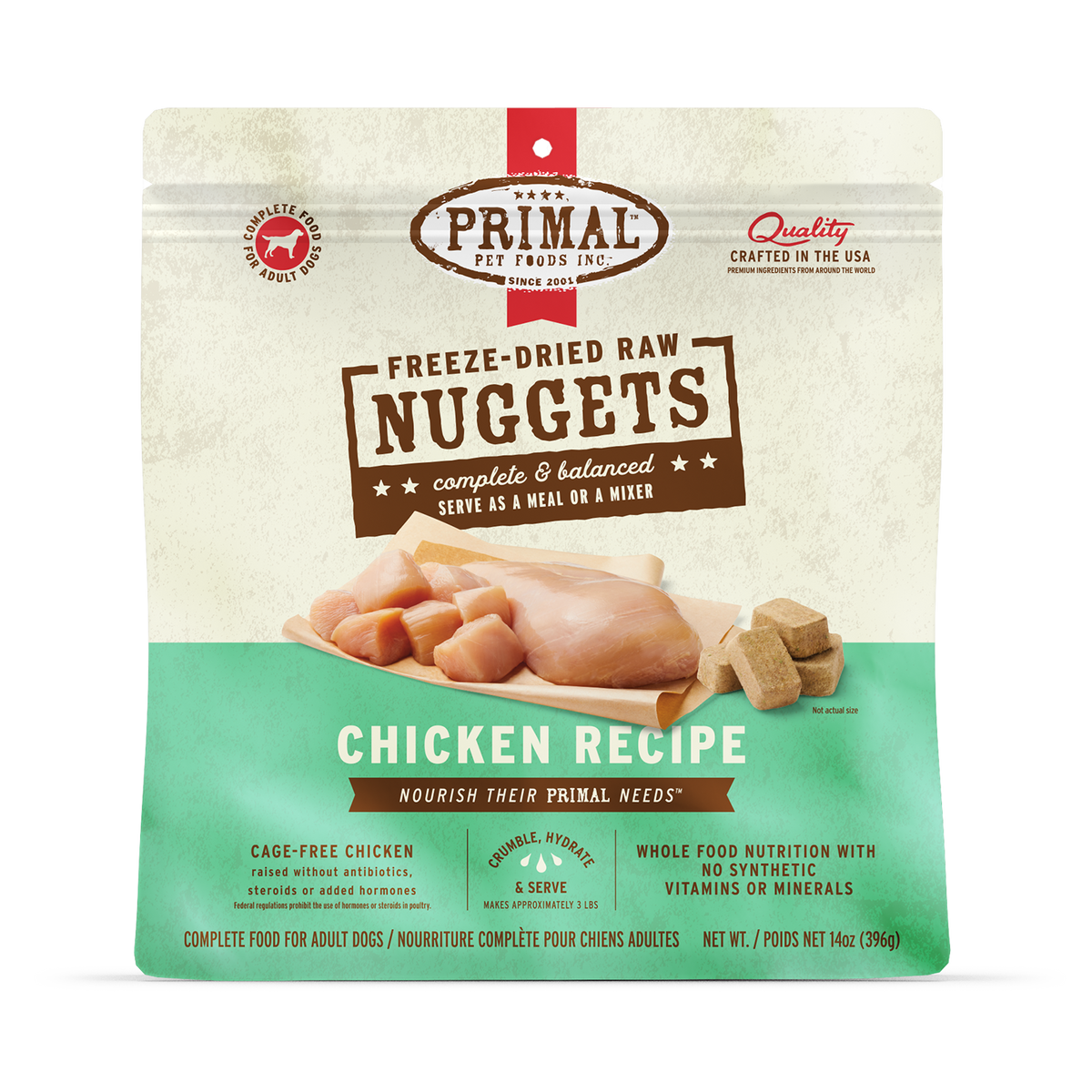 Primal Freeze-Dried Raw Nuggets Chicken Dog Food