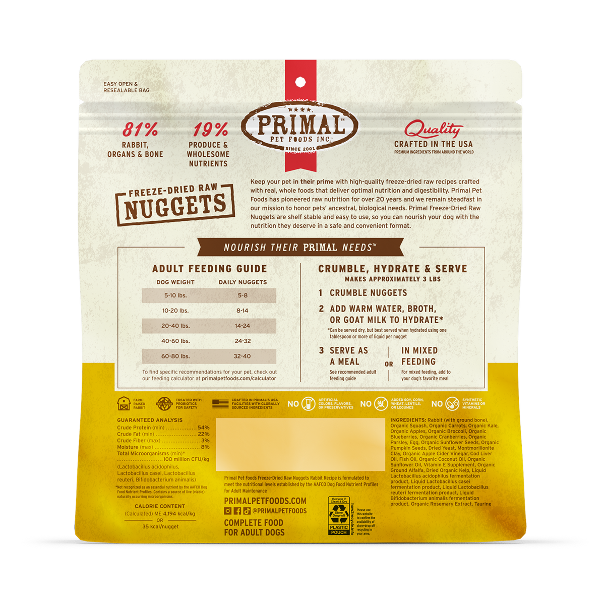 Primal Freeze-Dried Raw Nuggets Rabbit Dog Food