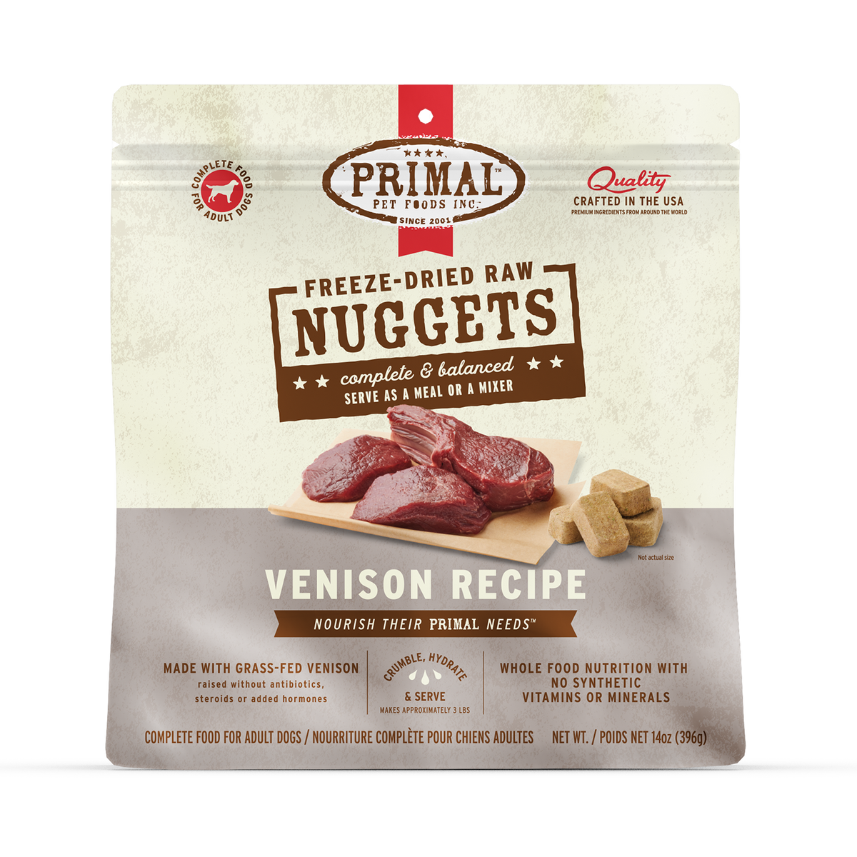 Primal Freeze-Dried Raw Nuggets Venison Dog Food