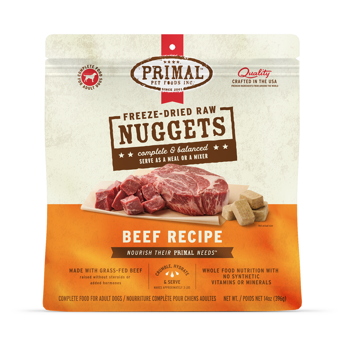 Primal Freeze-Dried Raw Nuggets Beef Dog Food