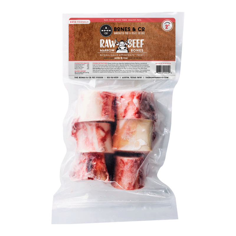 The Bones &amp; Co Frozen Raw Beef Bone Marrows Dog &amp; Cat Chews