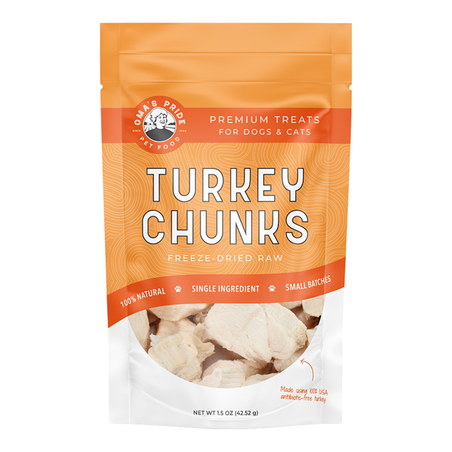 Oma&#39;s Pride Freeze-Dried Raw Turkey Chunk Dog &amp; Cat Treats
