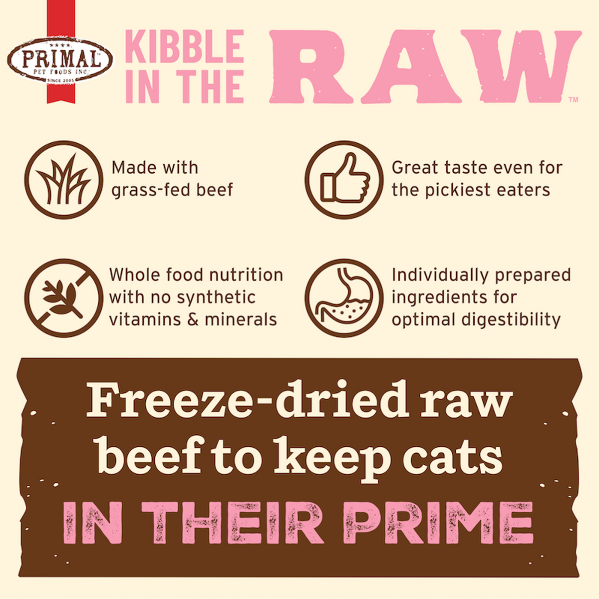Primal Kibble in the Raw Freeze-Dried Raw Beef Cat Food