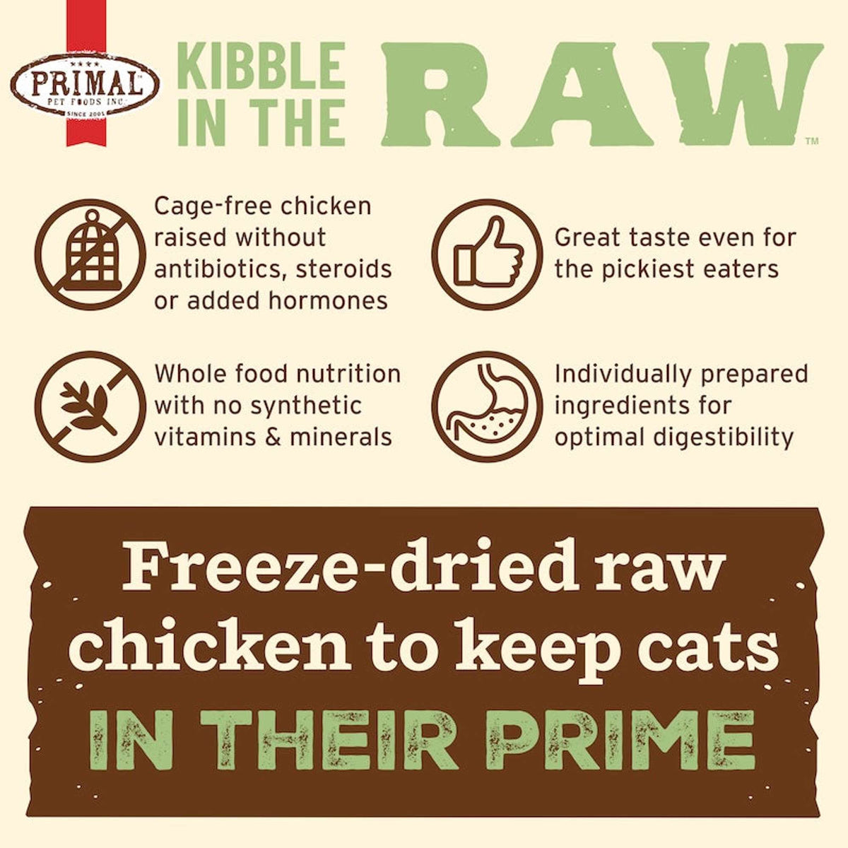 Primal Kibble in the Raw Freeze-Dried Chicken Cat Food