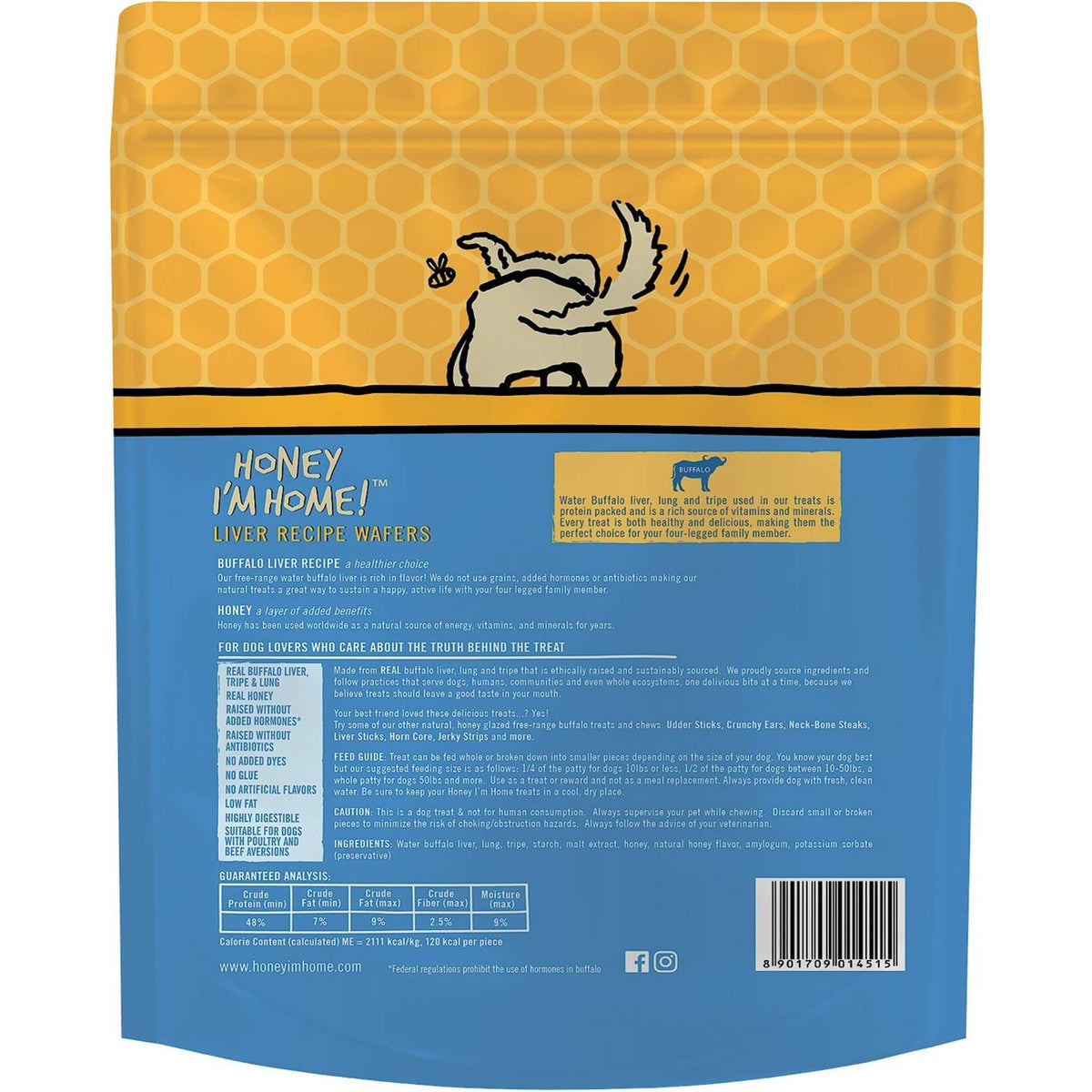 Honey I&#39;m Home! Water Buffalo Liver Recipe Wafers Dog Treats