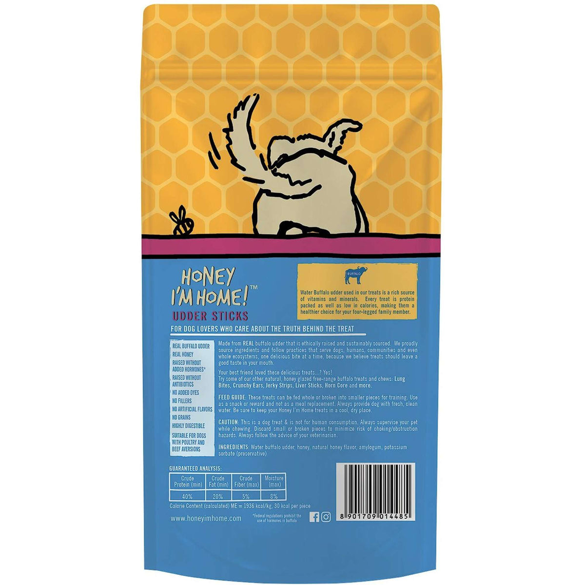Honey I&#39;m Home! Water Buffalo Udder Sticks Dog Treats