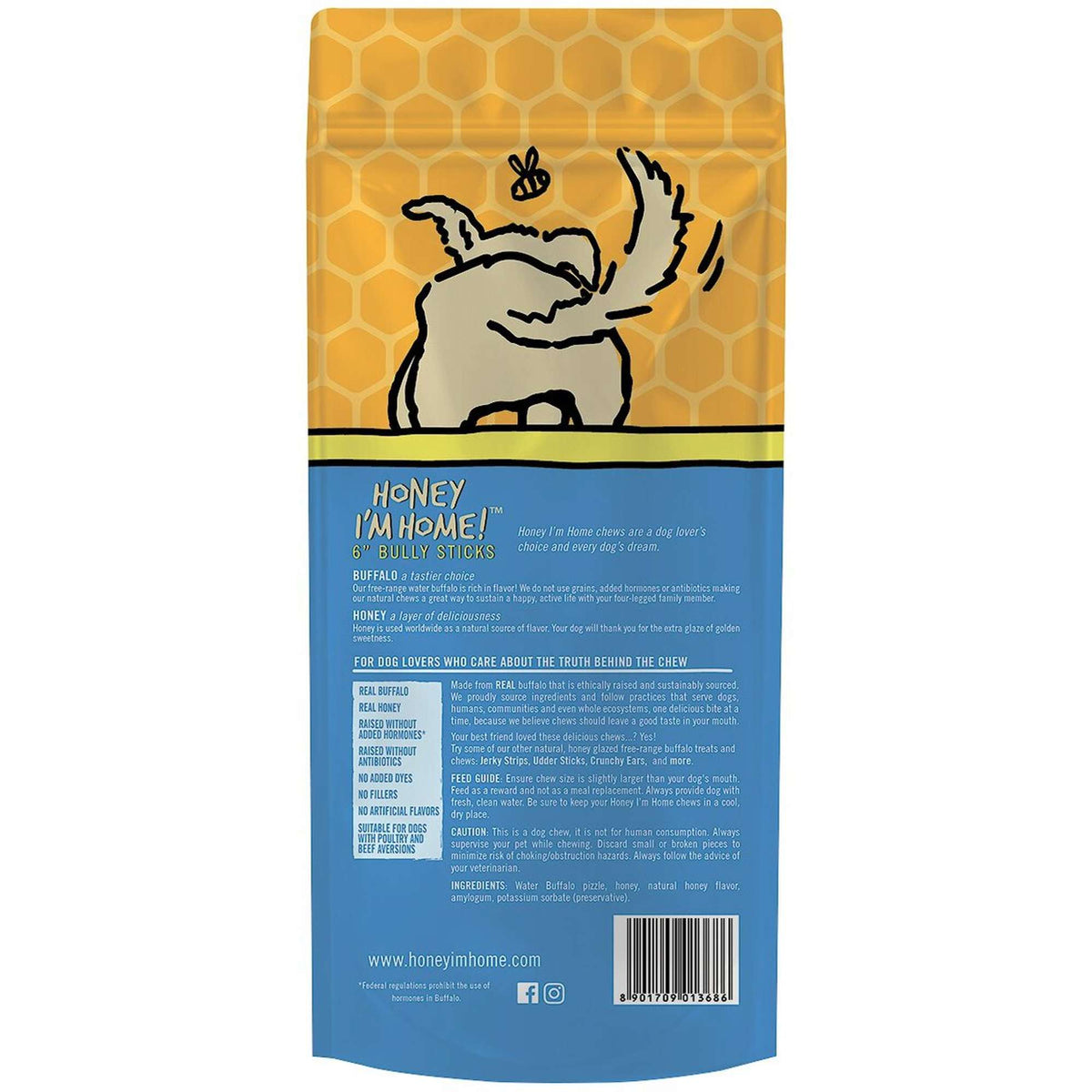 Honey I&#39;m Home! Water Buffalo Bully Sticks Dog Chews
