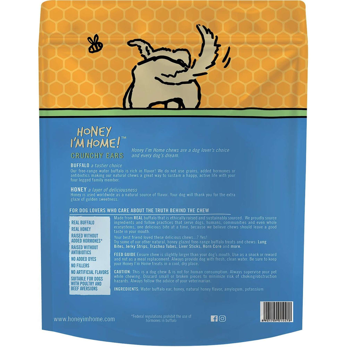 Honey I&#39;m Home! Crunchy Water Buffalo Ears Dog Chews