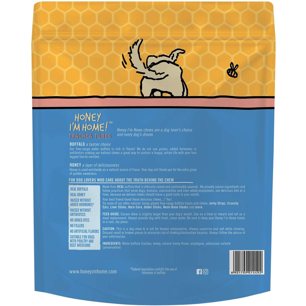 Honey I&#39;m Home! Water Buffalo Trachea Tubes Dog Chews