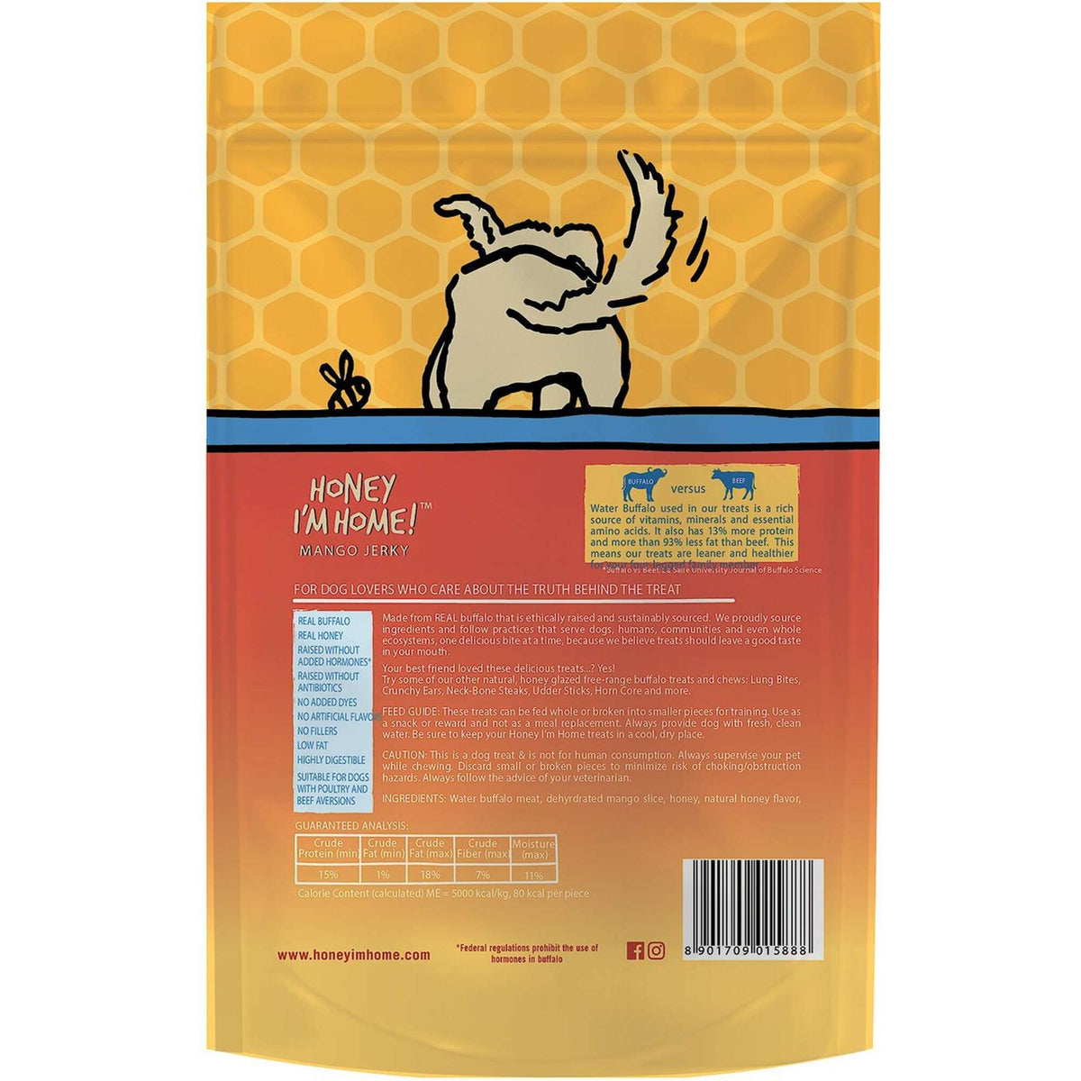 Honey I&#39;m Home! Water Buffalo &amp; Mango Jerky Dog Treats