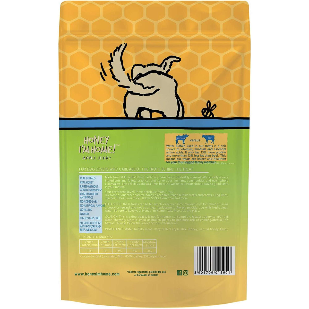 Honey I&#39;m Home! Water Buffalo Apple Jerky Dog Treats