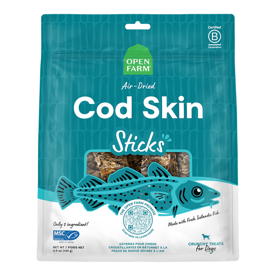 Open Farm Air-Dried Cod Skin Sticks Dog Treats