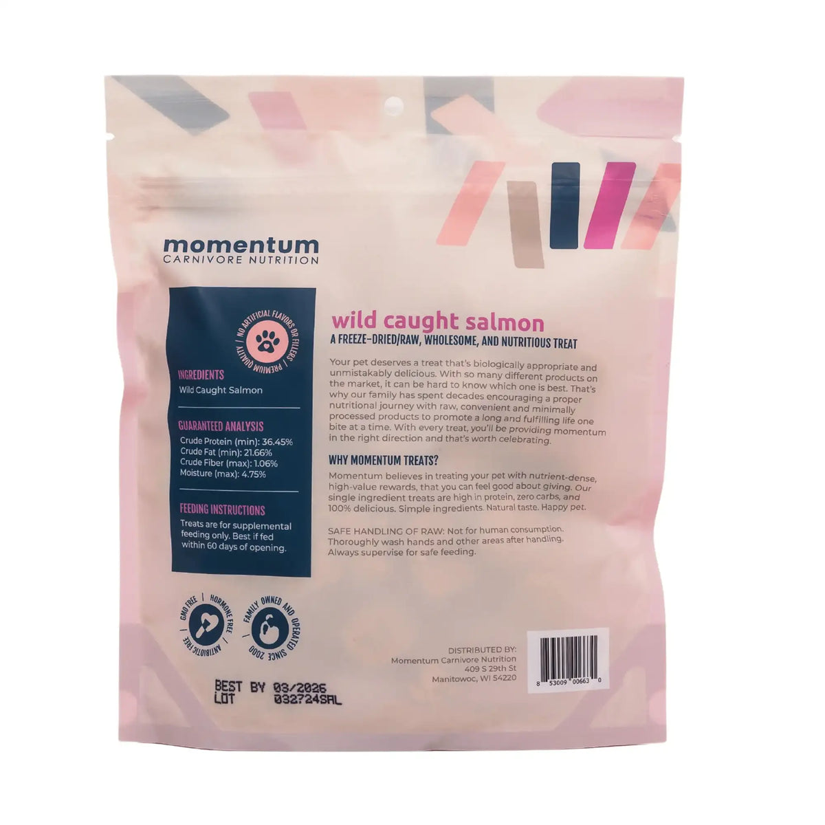 Momentum Carnivore Nutrition Freeze-Dried Raw Wild Caught Salmon Dog Treats