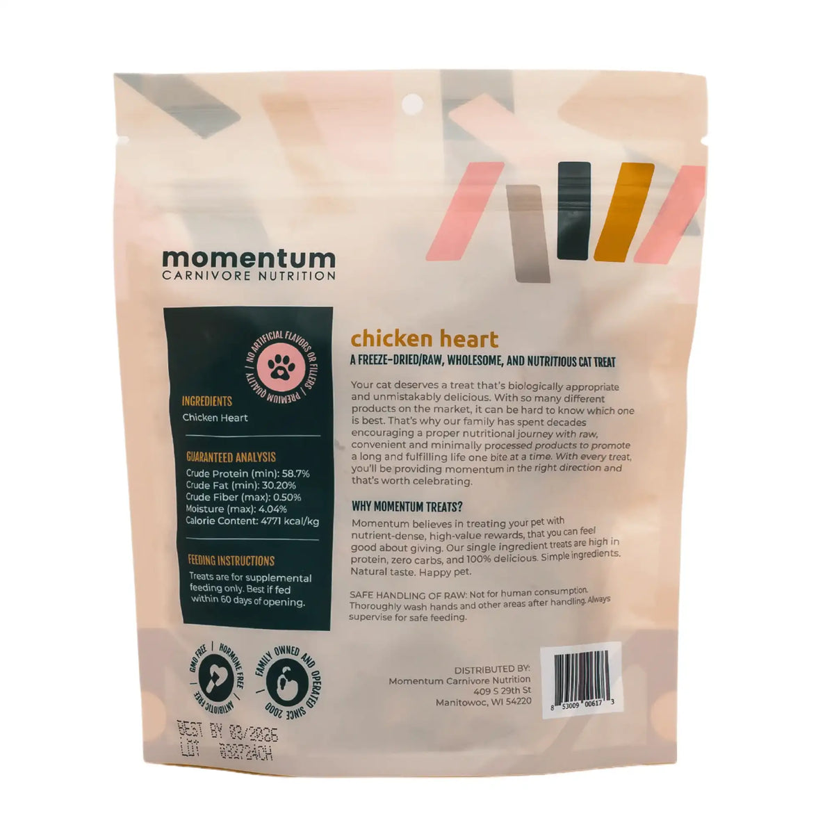 Momentum Carnivore Nutrition Freeze-Dried Raw Chicken Heart Cat Treats
