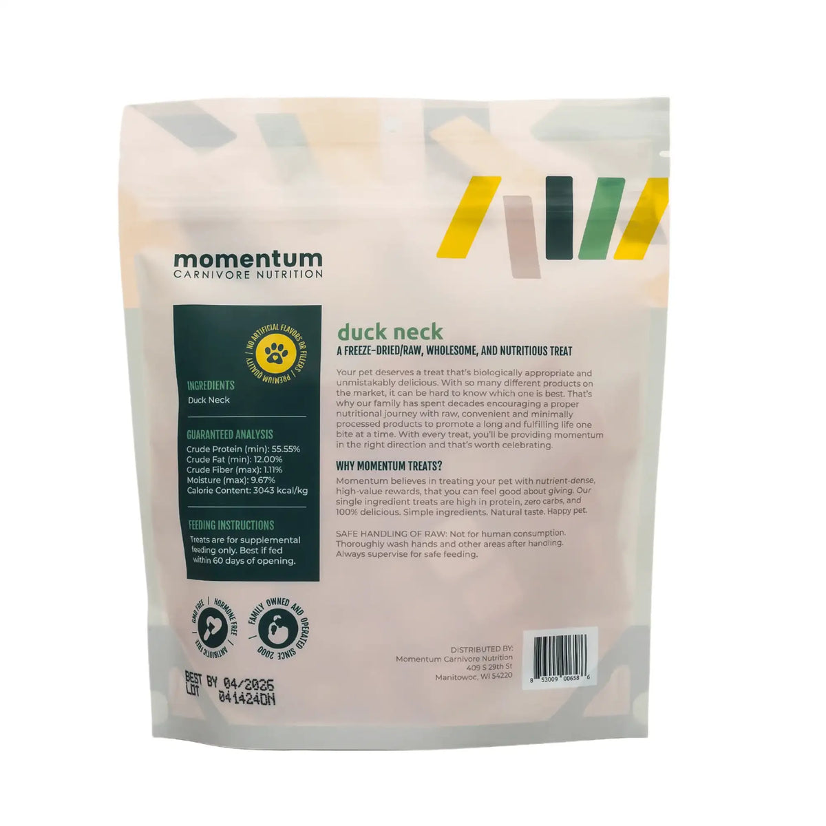Momentum Carnivore Nutrition Freeze-Dried Raw Duck Neck Dog Treats