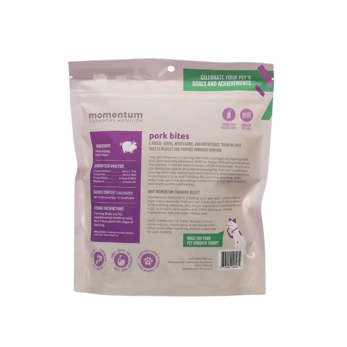 Momentum Carnivore Nutrition Freeze-Dried Raw Pork Training Bites Dog Treats