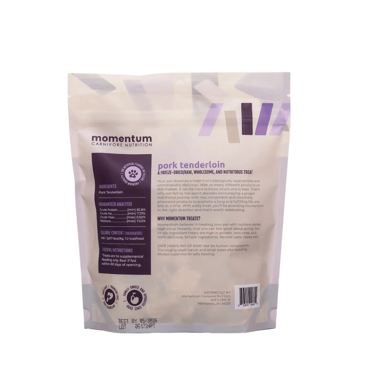 Momentum Carnivore Nutrition Freeze-Dried Raw Pork Tenderloin Dog Treats