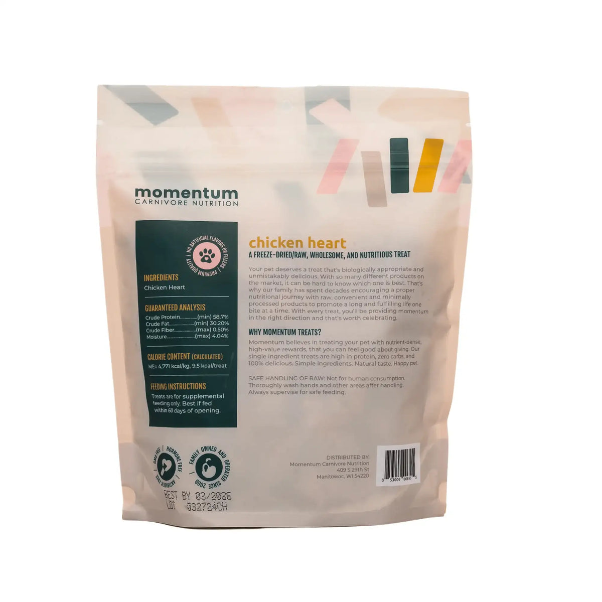 Momentum Carnivore Nutrition Freeze-Dried Raw Chicken Heart Dog Treats