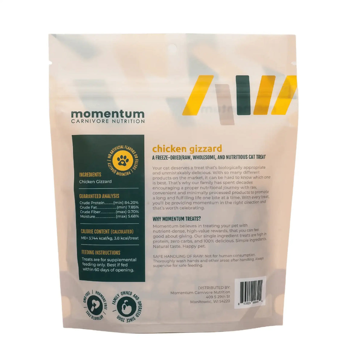 Momentum Carnivore Nutrition Freeze-Dried Raw Chicken Gizzard Cat Treats