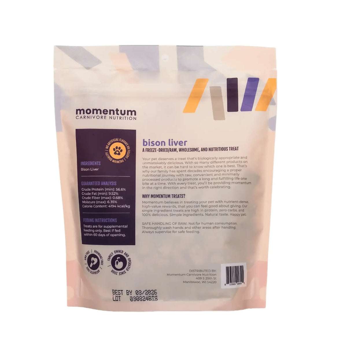 Momentum Carnivore Nutrition Freeze-Dried Raw Bison Liver Dog Treats