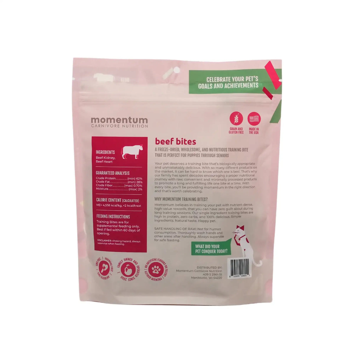 Momentum Carnivore Nutrition Freeze-Dried Raw Beef Training Bites Dog Treats