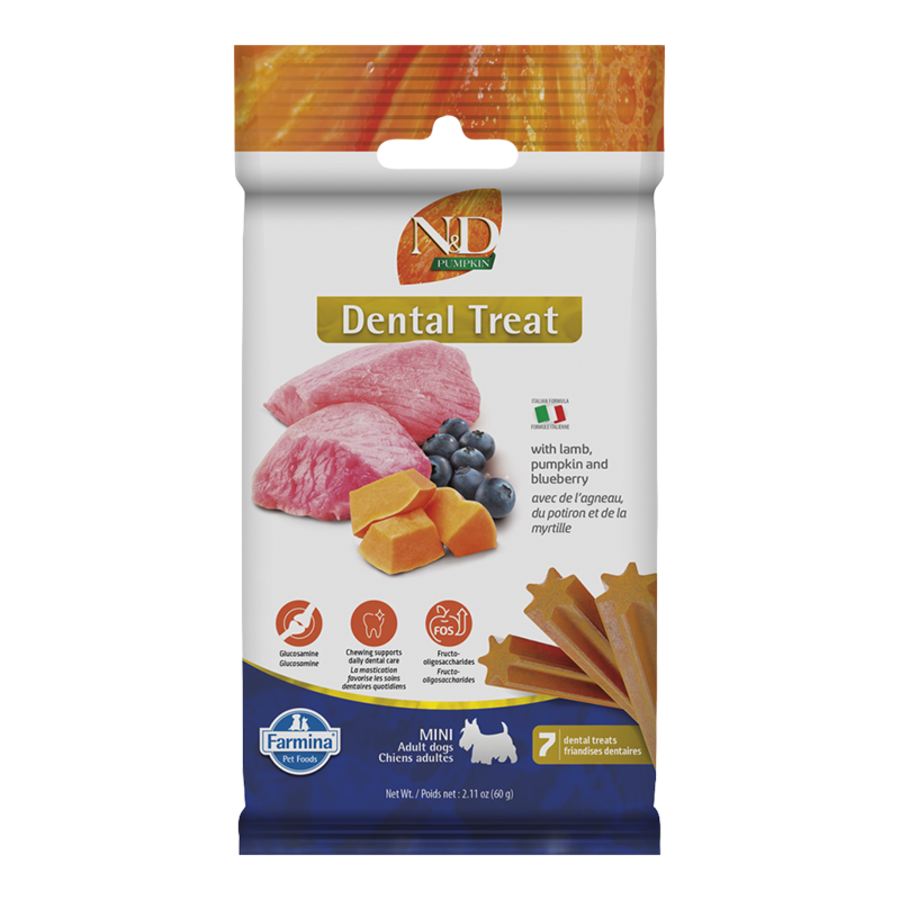 Farmina N&D Pumpkin Dental Treats Lamb, Pumpkin & Blueberry Mini Dog Treats