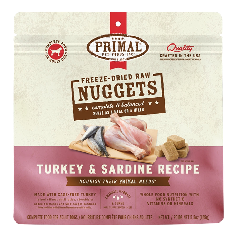 Primal Freeze-Dried Raw Nuggets Turkey &amp; Sardine Dog Food