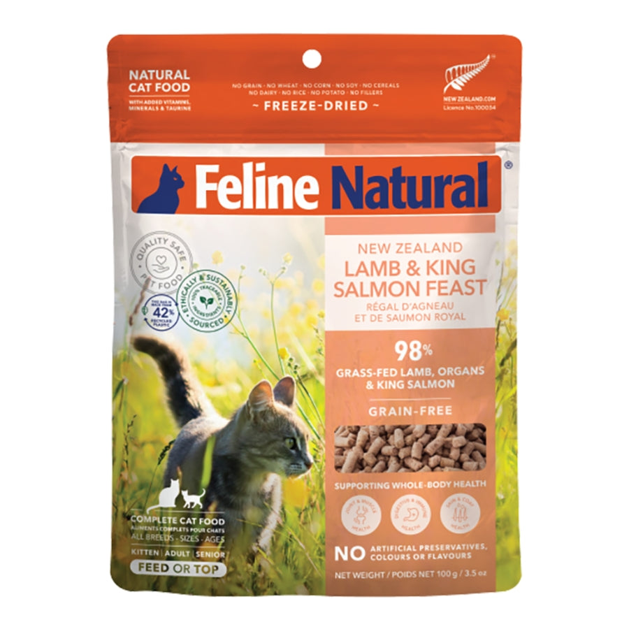 Feline Natural Freeze-Dried Lamb &amp; King Salmon Topper or Cat Food