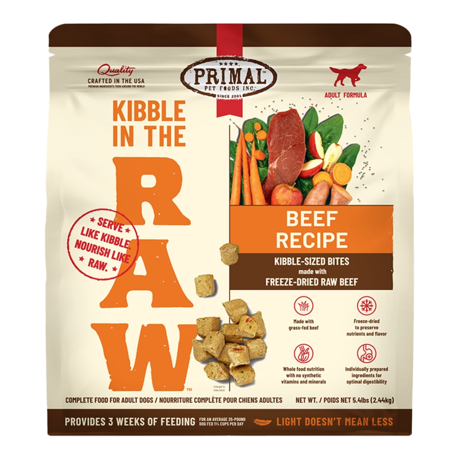 Primal Kibble in the Raw Freeze-Dried Raw Beef Dog Food