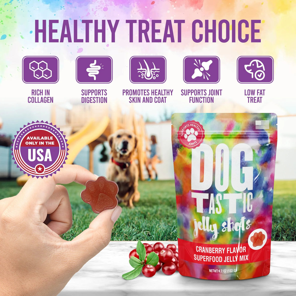 SodaPup Dogtastic Jelly Shots Gelatin Mix For Dogs - Cranberry Flavor