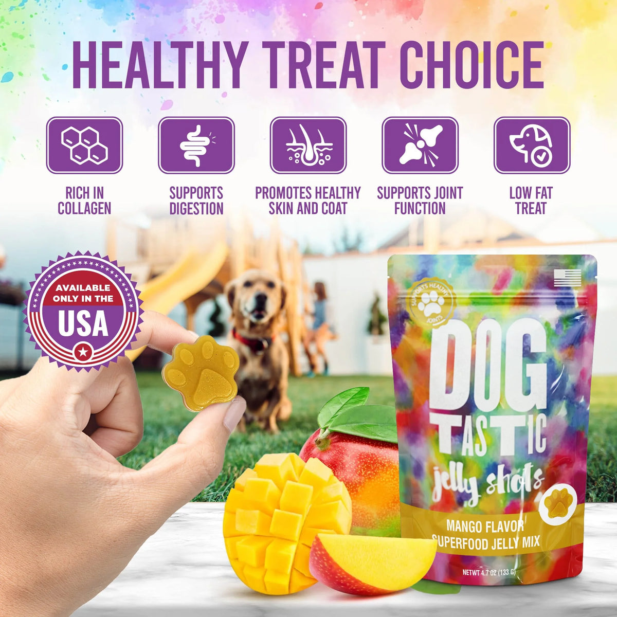 SodaPup Dogtastic Jelly Shots Gelatin Mix For Dogs - Mango Flavor