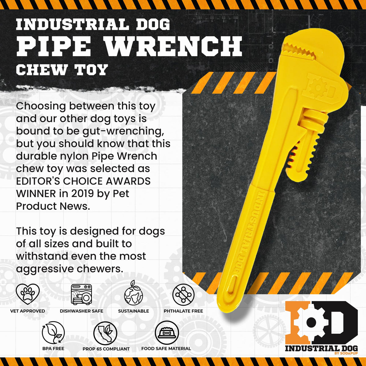 SodaPup ID Pipe Wrench  Ultra Durable Nylon Dog Chew Toy